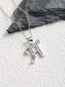 方晶鋯石裝飾項鍊 - 銀色 - 查看 9