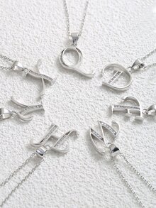 方晶鋯石裝飾項鍊 - 銀色 - 查看 10