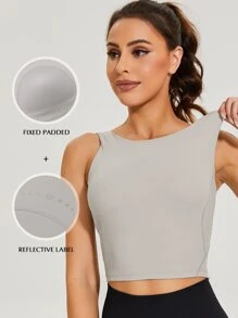 WINGSLOVE 女士无缝无钢圈高强度运动文胸 - 灰色 - 查看 1