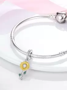 Một mặt dây chuyền hoa hướng dương mạ bạc thích hợp làm vòng tay, vòng cổ, đồ trang sức tự làm, quà tặng cho giáo viên nhân ngày lễ tình nhân - Bạc - Xem 3