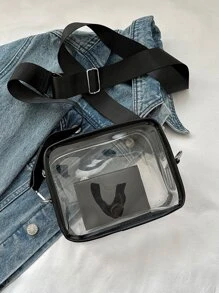 Mini Clear Crossbody Bag Adjustable-Strap Square Bag With Purse Stadium Approved 12*12*6 Clear Transparent Purse Bag For Concerts Sports Events Festivals - Black - View 5