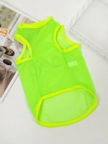 1pc Cartoon Dog Print Pet Tank - Green - View 2