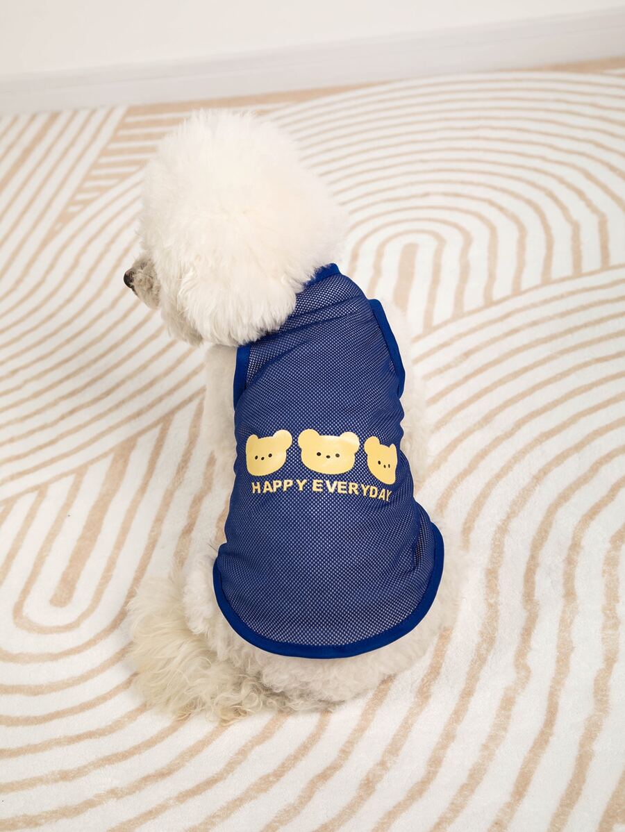 3入組熊熊圖案寵物背心 - 藍色 - 查看 1