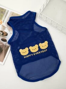 3入組熊熊圖案寵物背心 - 藍色 - 查看 3