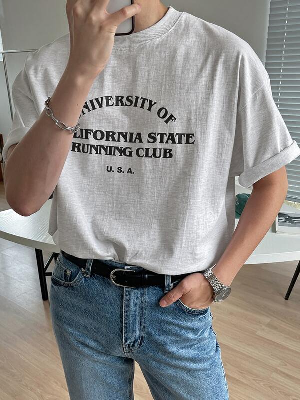 DAZY Men Cotton Slogan Graphic Drop Shoulder Tee