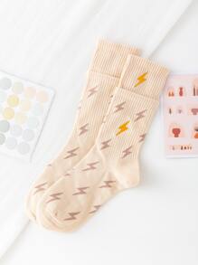 Lightning Pattern Crew Socks - Multicolor - View 2