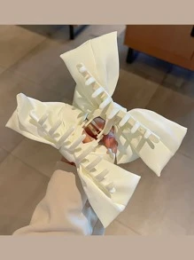 蝴蝶结装饰发夹，可爱，适合上学、上学、发饰、发夹、发卡、发饰夹，优雅秋冬发夹，适合度假装扮，夏季海滩风情。 - 米色 - 查看 3