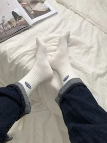 4pairs Men Random Letter Graphic Crew Socks - Multicolor - View 2