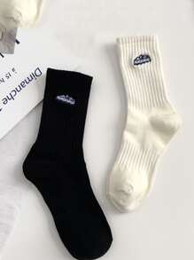 4pairs Men Random Letter Graphic Crew Socks - Multicolor - View 3