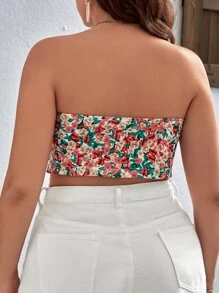 Dreamara Tube Top mit Blume Muster, Knoten vorn,