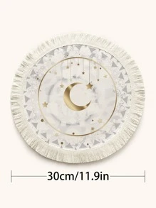 1 pieza Mantel individual con patrón de luna y estrella moderno poliéster con diseño de fleco para casa