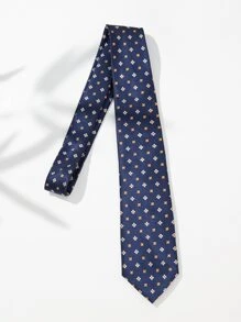 男士花朵繡花領帶，提升商務服裝品味 - 藏蓝色 - 查看 3