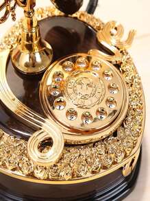 1pc Plastic Music Box, Vintage Telephone Design Music Box For Home - Black - View 8