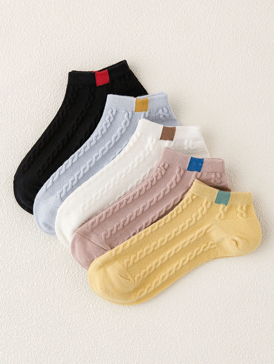 5 pares Calcetines tobilleros unicolor - Multicolor - Ver 1