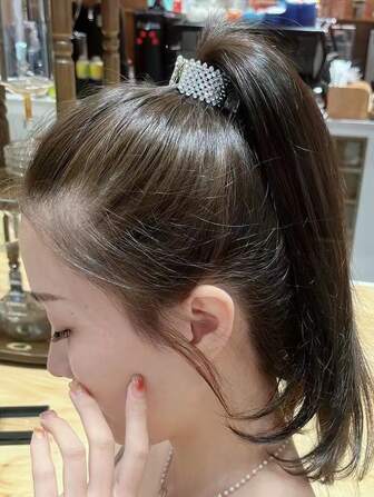 1pc Rhinestone Decor High Ponytail Hair Claw, Fashionable Versatile Elegant Minimalist Occipital Hair Clip, Suitable For Daily, Casual, Party, Commute, Vacation, Washing Face, Makeup, Outfit Matching, Hair Accessories