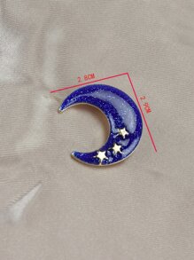 1入組創意鋅合金月亮設計胸針適用於女士適用於日常裝飾用品 - 藍色 - 查看 4