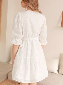 SHEIN Frenchy Schiffy Kleid mit Rüschenbesatz, Wickel, seitlichem Knoten