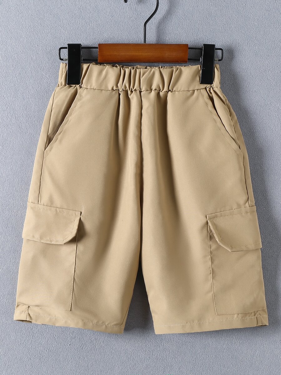 男孩側翻蓋口袋工裝短褲