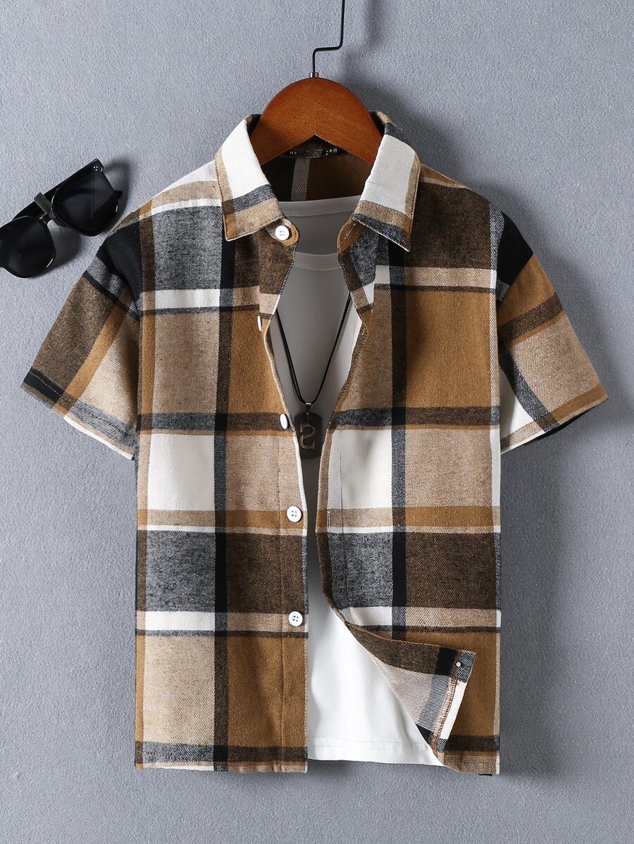 Boys Plaid Print Shirt Without Tee - Multicolor - View 1