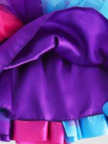 Trang phục tiệc cho bé gái Nơ Bướm Tương phản Mesh Hoạt hình Lá thư - Nhiều màu - Xem 5