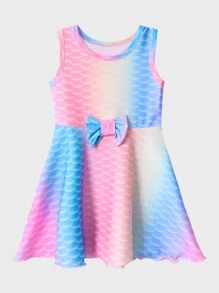 小女童魚鱗前蝴蝶結連衣裙 - 彩色 - 查看 1