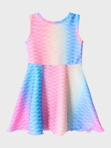 小女童魚鱗前蝴蝶結連衣裙 - 彩色 - 查看 2