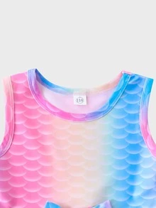 小女童魚鱗前蝴蝶結連衣裙 - 彩色 - 查看 3