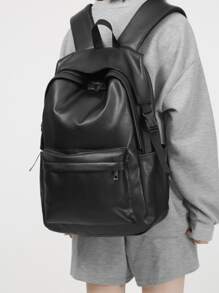 minimalista Mochila clásica con bolsillo delantero Mochila funcional - Negro - Ver 1