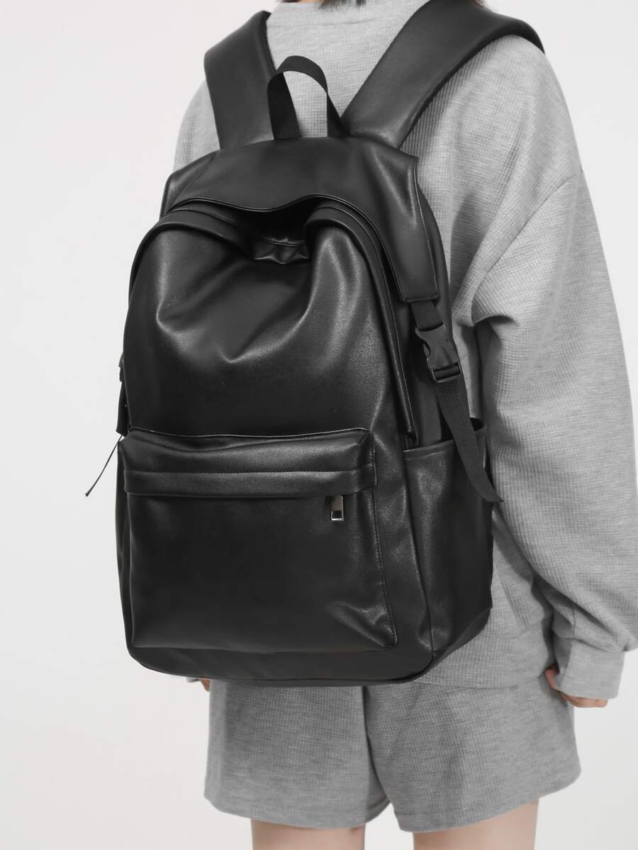 minimalista Mochila clásica con bolsillo delantero Mochila funcional - Negro - Ver 1