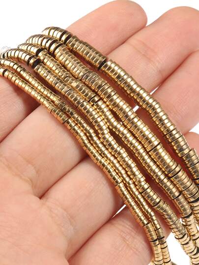 Aaa+級鍍金不褪色赤鐵礦石圓形夾層散珠,適用於珠寶製作diy手鍊15英寸