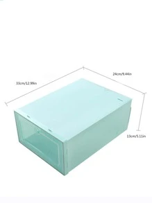 1pc Plastic Shoe Organizer, Pink Foldable Shoes Storage Box For Household - Red - View 2