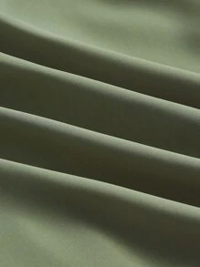 SHEIN MOD Chất rắn Tie Trước Váy Dây - xanh quân đội - Xem 4