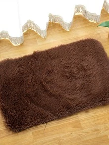 1入組滌綸地毯,現代棕色毛茸茸臥室地毯適用於客廳 - 咖啡棕 - 查看 3