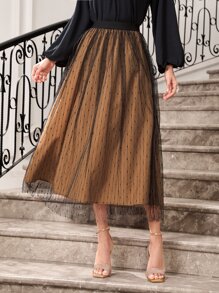 Modelyn Dobby Mesh Overlay Skirt - Multicolor - View 3