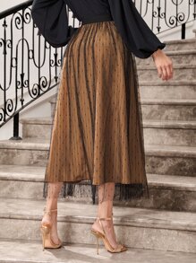 Modelyn Dobby Mesh Overlay Skirt - Multicolor - View 2