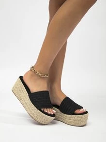 Giày bệt dày và Dép nêm Nữ - màu đen - Xem 4