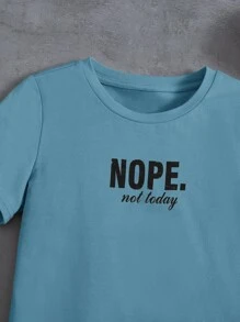 SHEIN Leap Crew Toddler Boys Letter Graphic Tee & Drawstring Waist Shorts - Dusty Blue - View 3