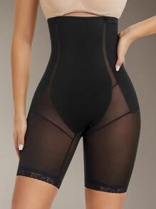 網紗拼接蕾絲邊塑形短褲