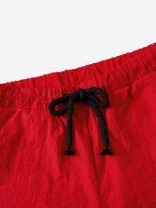 SHEIN Young Boy Coconut Tree Print Tank Top & Drawstring Waist Shorts - Red - View 3