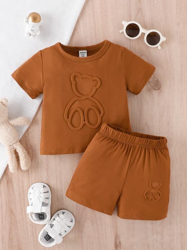 Baby Boy Cartoon Texture T-Shirt And Shorts Set
