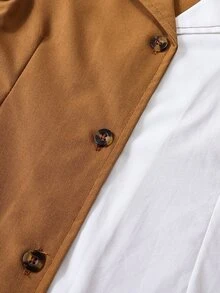 Baby Two Tone Button Front Shirt Dress - Multicolor - View 4