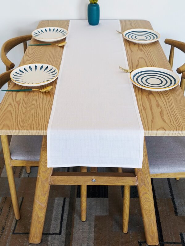 1pc Solid Color Table Runner, Minimalist Polyester Table Runner For