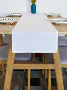1 PC Đồng Màu Chạy Bàn, Polyester Tối Giản Chạy Bàn Cho Bàn Ăn - trắng - Xem 3