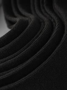 5pairs Men Solid Casual Style Crew Socks, For Daily Life - Black - View 2