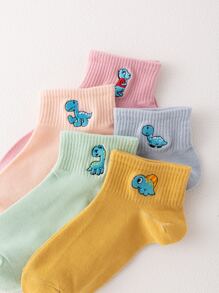 5雙男孩卡通圖案短襪 - 彩色 - 查看 3