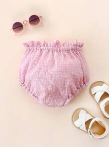 Baby Paperbag Waist Frill Trim Shorts - Pink - View 2