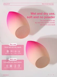 2pcs Ombre Makeup Sponge,Suitable For Cream & Powder Concealer, Loose Powder Makeup Applicator - Multicolor - View 3