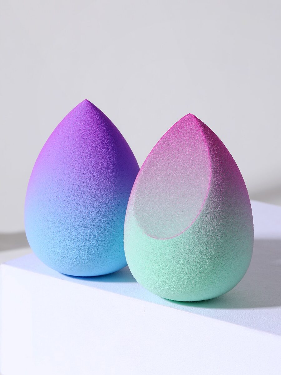 2pcs Ombre Makeup Sponge, Suitable For Cream & Powder Concealer, Loose Powder Makeup Applicator - Nhiều màu - Xem 1