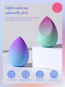 2pcs Ombre Makeup Sponge, Suitable For Cream & Powder Concealer, Loose Powder Makeup Applicator - Nhiều màu - Xem 4