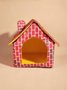 1pc House Design Pet Bed - Red - View 2